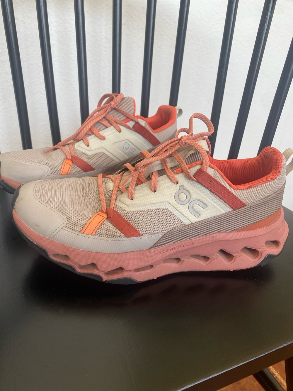 On Cloud Running Women's Athletic Shoes in Beige and Coral